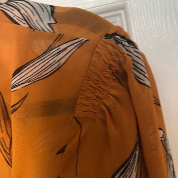 Women's Floral Print Long Bell Sleeve V-Neck Blouse - A New Day - Rust - Size XL - Picture 9 of 14